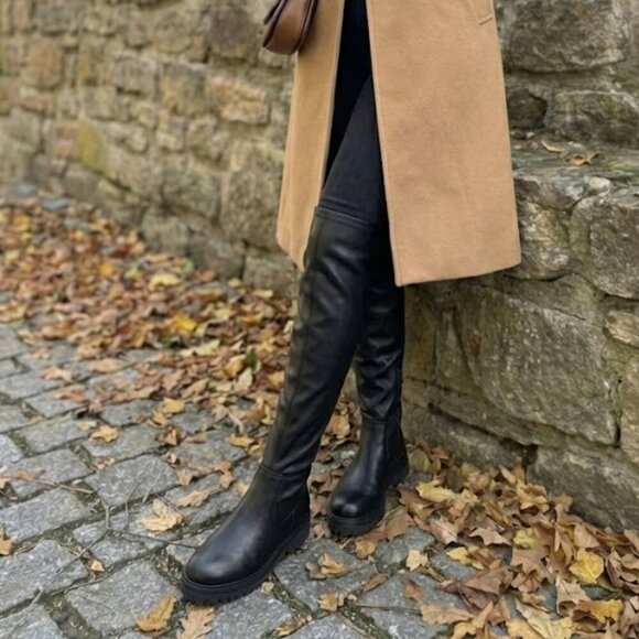 Wild Diva Shoes - NWT Wild Diva Black Over The Knee Boots Chunky Lug Sole Thigh High Combat